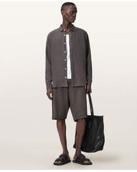 AllSaints - Loom Long Sleeve Linen Shirt - Lyst