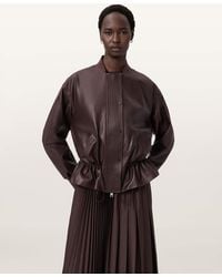 AllSaints - Sofi Drawstring Leather Bomber Jacket - Lyst