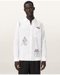 AllSaints - Terror Long Sleeve Linen Shirt - Lyst