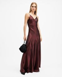 AllSaints - Lili Tanana Printed Maxi Dress,, Metallic - Lyst