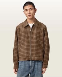 AllSaints - Lakeshaw Relaxed Fit Linen Blend Check Jacket - Lyst