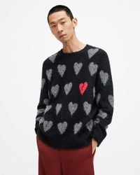 AllSaints - Amore Heart Motif Relaxed Fit Jumper - Lyst