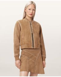 AllSaints - Suede Orten Whipstitch Suede Bomber Jacket, /Us 2 - Lyst
