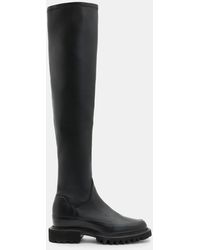 AllSaints - Leona Stretch Leather Over The Knee Boots - Lyst