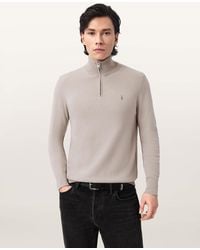 AllSaints - Kilburn Zip Funnel Neck Ramskull Jumper - Lyst