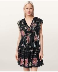 AllSaints - Polyester Canto Printed Ruffle Tiered Top, /Us 2 - Lyst