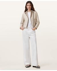 AllSaints - Dalby Slim Fit Leather Biker Jacket - Lyst