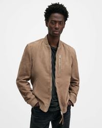 AllSaints - Kemble Suede Bomber Jacket - Lyst