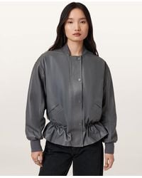AllSaints - Sofi Drawstring Leather Bomber Jacket - Lyst