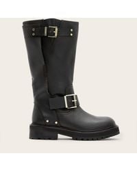 AllSaints - Tay Calf Length Leather Biker Boots - Lyst