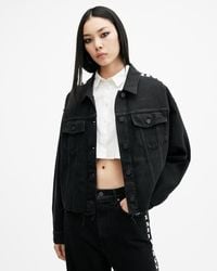 AllSaints - Piper Studded Denim Jacket - Lyst