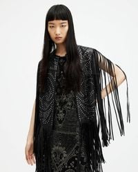 AllSaints - Elias Studded Tassel Leather Gilet, - Lyst