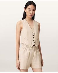 AllSaints - Arla Sleeveless Leather Waistcoat - Lyst