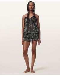 AllSaints - Nyx Silk Smocked Shorts - Lyst