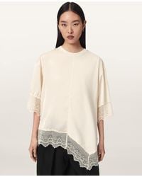 AllSaints - Lenny Short Sleeve Lace T-Shirt - Lyst