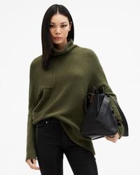 AllSaints - Lock Roll Neck Relaxed Fit Jumper,, Moss - Lyst