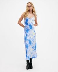 AllSaints - Bryony Spiral Print Midi Slip Dress, - Lyst