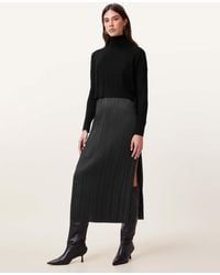 AllSaints - Vittoria 2-in-1 Pleated Midi Dress - Lyst