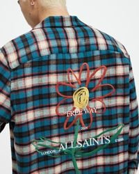 AllSaints - Crayo Long Sleeve Check Embroidered Shirt - Lyst