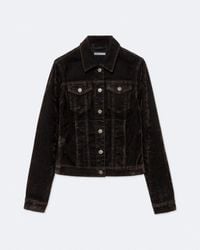 AllSaints - Fitted Flocked Denim Trucker Jacket - Lyst