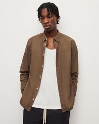 AllSaints Galdana Checked Ramskull Shirt in Grey for Men | Lyst Canada