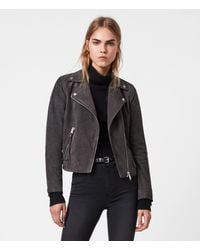 AllSaints Women's Suede Dalby Biker Jacket - Grey