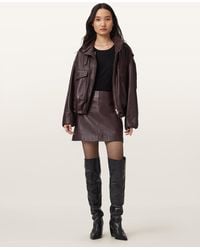 AllSaints - Renai Leather Mini Skirt - Lyst