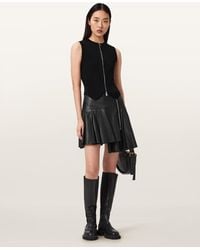 AllSaints - Irina Leather Mini Skirt - Lyst