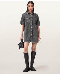 AllSaints - Rock Denim Mini Dress - Lyst