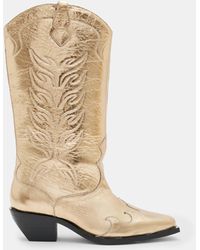 AllSaints - Dolly Metallic Leather Western Boots - Lyst