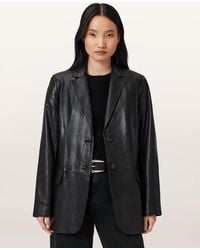 AllSaints - Arna Leather Blazer - Lyst