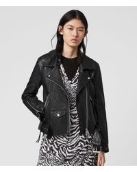 AllSaints Luna Leather Biker Jacket - Black