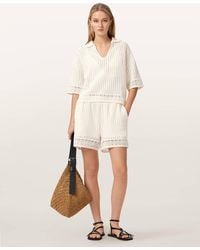 AllSaints - Elma Mid Rise Crochet Cotton Shorts - Lyst