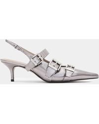 AllSaints - Grace Leather Chain Slingback Heels - Lyst