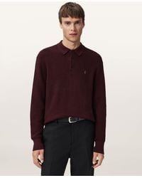 AllSaints - Aspen Long Sleeve Polo Shirt - Lyst