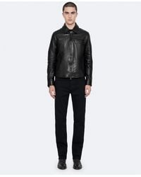 AllSaints - Miller Zip Up Leather Jacket - Lyst