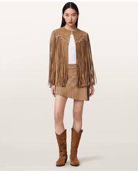 AllSaints - Suede Clara Whip Suede Mini Skirt, /Us 2 - Lyst