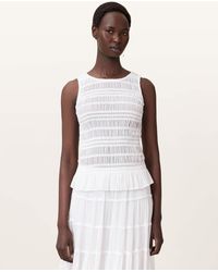 AllSaints - Polyester Marion Shirred Sleeveless Top, /Us 2 - Lyst