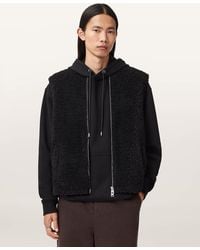 AllSaints - Otis Sherpa Boxy Vest - Lyst