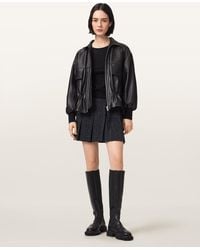 AllSaints - Polyester Viola Leopard Print Pleated Mini Skirt, /Us 2 - Lyst