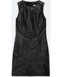 AllSaints - Vee Leather Mini Dress - Lyst