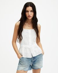 AllSaints - Catalina Square Neck Broderie Top, - Lyst