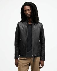 AllSaints - Cora Leather Snap Back Collar Jacket - Lyst