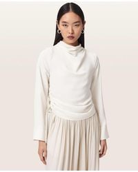 AllSaints - Leslie Cowl Neck Relaxed Top - Lyst