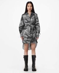 AllSaints - Linen Leyla Silk Linen Blend Shirt Dress, /Us 6 - Lyst
