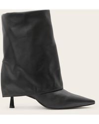AllSaints - Odyssey Knee High Folding Leather Boots - Lyst