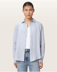 AllSaints - Loom Long Sleeve Linen Shirt - Lyst