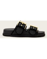 AllSaints - Sian Leather And Raffia Buckle Sandals - Lyst