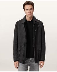 AllSaints - Bolton Waxed Suede Coat - Lyst