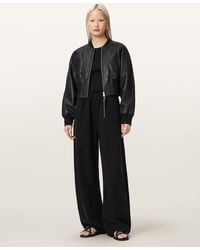 AllSaints - Jett Wide Leg Linen Blend Trousers - Lyst